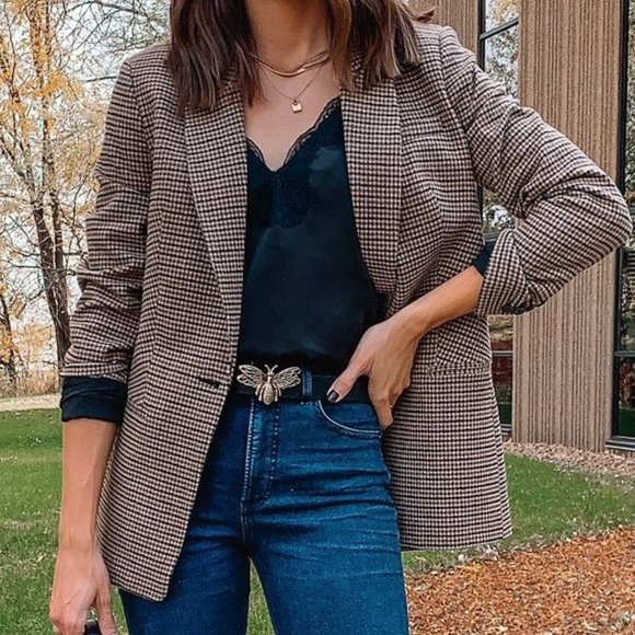 H&M Jackets & Blazers - CROPPED PLAID BLAZER SUIT JACKET TAILORED BLAZER